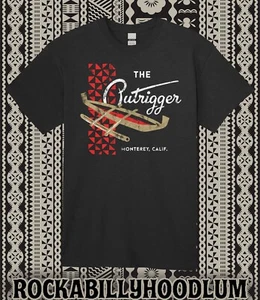 Camiseta Retro Tiki Art Camiseta Algodón Taza Bar Restaurante The Outrigger Monterey CA - Imagen 1 de 2
