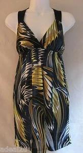 KUMBAYA Baby Doll Top Teal, Yellow, Black, Tan SMALL Exec. Condition - Picture 1 of 2