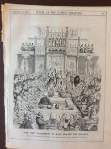 K1e Ephemera Original Punch Cartoon 1901 King Edward The Seventh First Parliamen - Picture 1 of 1