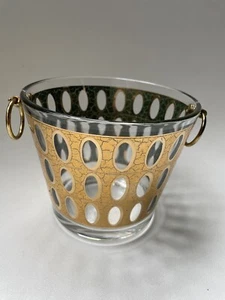 Culver Ice Bucket W/ Ring Handles Pisa Crackle Gold 1960s MCM Man Cave Barware - Picture 1 of 10