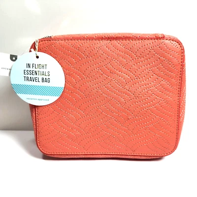 Bolsa de viaje Anthropologie Essentials compacta para llevar todo estuche cosmético coral naranja Foto 1 de 4