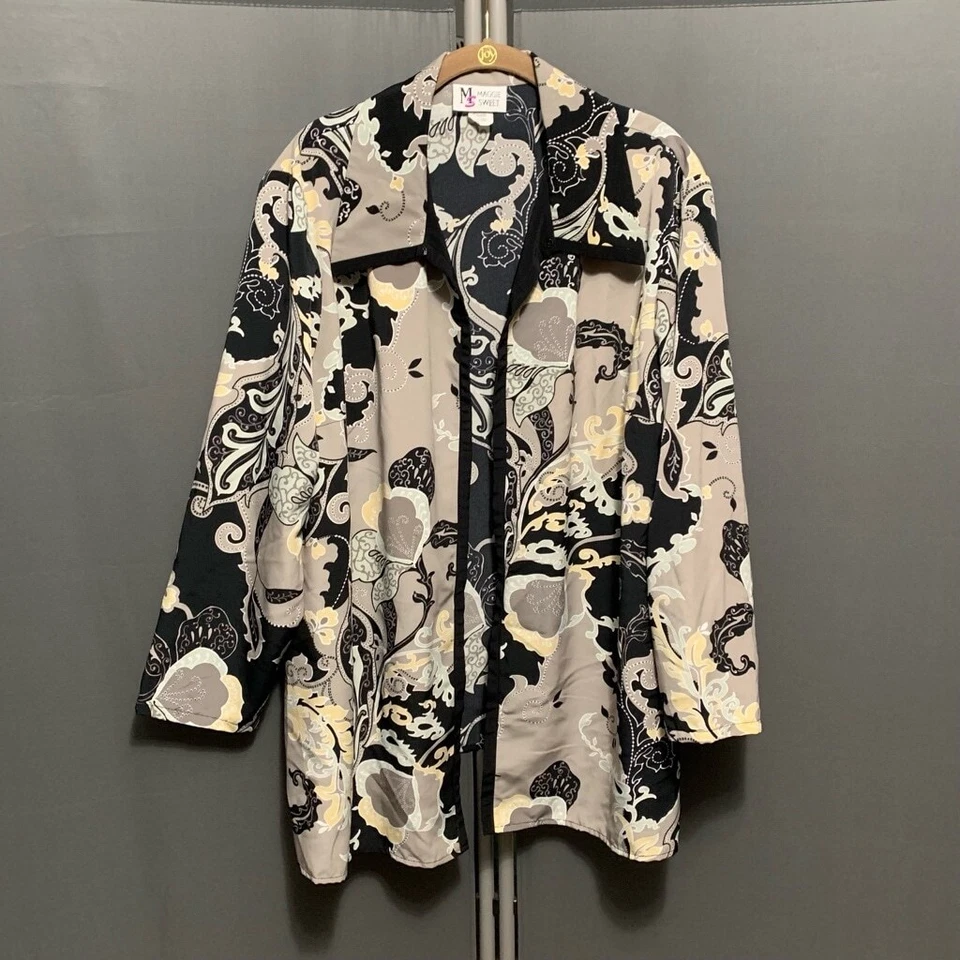 PD-Women's Maggie Sweet Blouse, 2X, Black & Beige plus size - Image 1 of 4