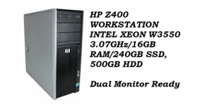 HP Z400 WORKSTATION INTEL XEON W3550 3. 07GHz/16GB RAM/240GB SSD, 500GB HDD - Picture 1 of 1