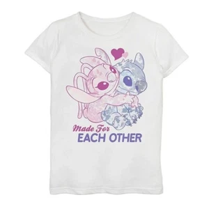 Girls Disney Lilo & Stitch Valentine's Day Stitch & Angel Graphic Tee - Picture 1 of 3