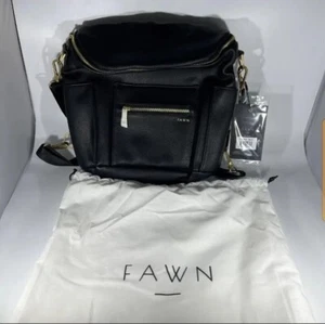 Fawn Design Vegan Leather Backpack, Shoulder Bag, Diaper Bag, Black, Used - Picture 1 of 5