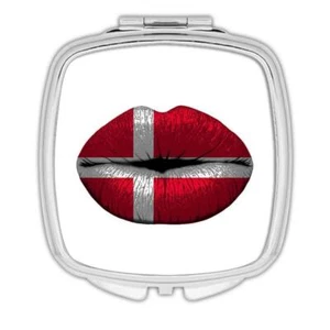 Gift Compact Mirror : Lips Danish Flag Denmark Expat Country For Her Woman - Picture 1 of 3