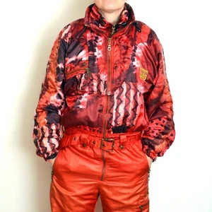 women's retro vintage SKI SUIT snowsuit size M-L onesi onepiece 80s designer - Picture 1 of 8