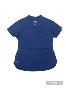 Greys Anatomy Scrub Top XS Signature Barco V-Neck Pocket Navy Blue - Picture 1 of 17
