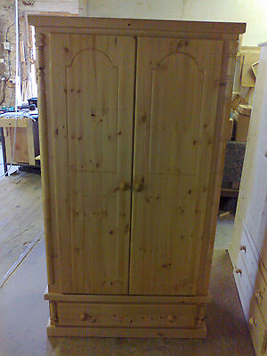 Pine Furniture Double Gents  Buckingham 1 Drawer Wardrobe Solid Pine No Flatpack • 437.41£