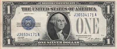 USA   $1  Series of 1928 A  Block  J - A  Funny Back  Circulated Banknote ESV - Image 1 of 2