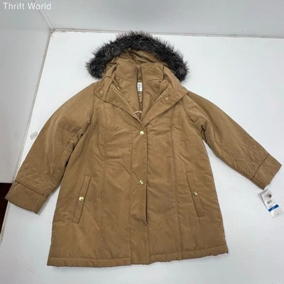 Studio Works женщин новый с Ярлыками коричневый выстеганный искусственного меха капюшон парка пальто размер 1 X - Изображение 1 из 4