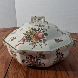 8 Inch Round Covered Serving  Owl By Roysl Doulton Old Leads Spray - Picture 1 of 24