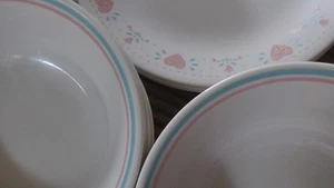 Juego Corelle FOREVER YOURS/6 cuencos de sopa/cereal piedra arenisca con rosa/aqua 6-1/4" G5 - Imagen 1 de 3