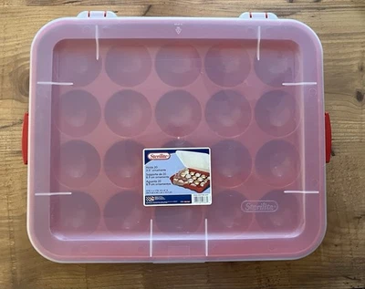 Sterilite Christmas Ball Ornament Storage Container RED Organizer Case - Image 1 of 4