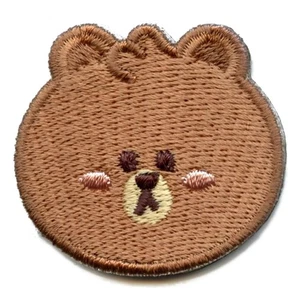 Line Friends Bär brauner Kopf bestickt Bügelbild Patch - Bild 1 von 2