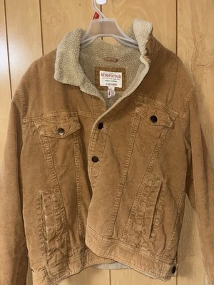 Aeropostale Men’s Corduroy Sherpa Lined Trucker Jacket Tan Brown Size Large - Image 1 of 4