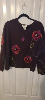 Susan Bristol Womens Vintage Long Sleeve Wool Cardigan Zip Up Sweater XL - Image 1 of 4