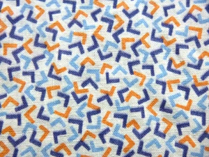 Vtg Feedsack Fabric Full Open BLue Orange "L" Shaped Angles  37x46.5" - Picture 1 of 11