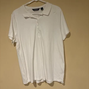 LANDS' END WOMEN'S WHITE PIMA COTTON SHORT SLEEVE POLO SHIRT XL (18-20) - Picture 1 of 5