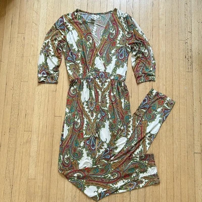 Mono Boho Multicolor Vintage TRUE LIGHT AÑOS 70 Paisley Palazzo Talla L Foto 1 de 4