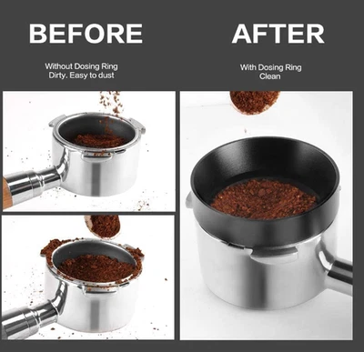 Novo - 1 peça funil doseador de café expresso 51/53/58mm anel de café alumínio preto - Imagem 1 de 4
