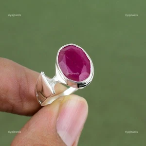 925 Sterling Silver Kashmir Rubi Gemstone Statement Engagement Wife Ring Jewelry - Picture 1 of 6