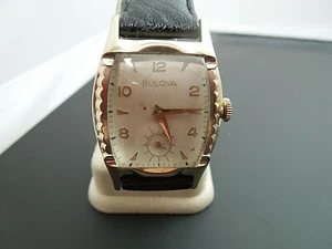 g357 Elegant Bulova Watch 14kt RGP w/Genuine Leather Band - Picture 1 of 7