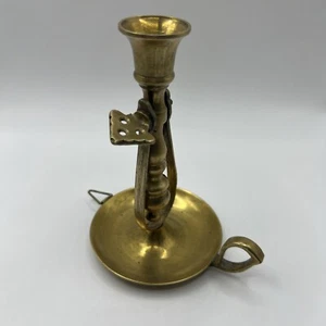 Vintage Brass Candle Holder Finger Loop Nautical Ship Swivel - Picture 1 of 15
