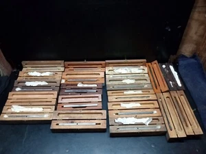 Large lot 20 C.L. Sturkey Microtome Knife Blade Blades in Wooden Box case boxes - Picture 1 of 12