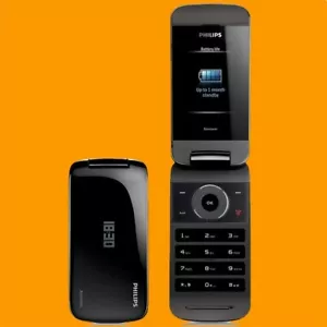 Philips Xenium X530 Black 2MP FM External OLED GSM 2G Flip Cell Phone Clamshell - Picture 1 of 11