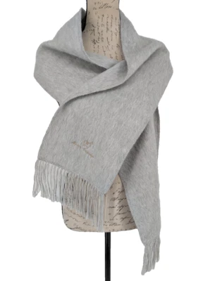 ALPACA Camargo Scarf Gray 9" X 64" Stitched Edges Fringes Peru - Image 1 of 4