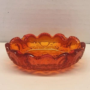 LE Smith Amberina Flame Oval Glass Trinket/Ring Dish - Ashtray - Moon & Stars - Picture 1 of 5