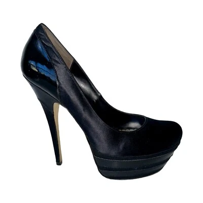 Stilleto Bebe charol negro y plataforma satinada talla 8 Foto 1 de 4