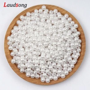 Pearl Round Bead Acrylic Spacer Beads DIY Necklaces Bracelets 3-20mm 7-1000Pcs - Picture 1 of 15