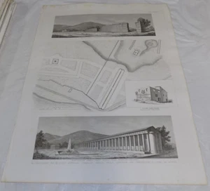 Impresión 1856 17x22"/ANTIGUO GIMNASIO ROMANO EN PALACIO IMPERIAL, VILLA ADRIAN ITALIA - Imagen 1 de 1
