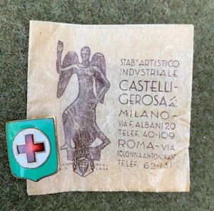 Italian Pin Lapel Button Badge Red Cross Milano Castelli Gerosa Medaglie Enamel - Picture 1 of 5