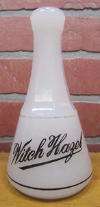 WITCH HAZEL Antique White Clambroth Glass Apothecary Bottle Drug Store Barber - Picture 1 of 12