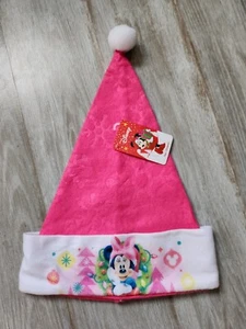 Disney Minnie Mouse Pink & White Bowtique 16" Christmas Felt Santa Hat NWT - Picture 1 of 6