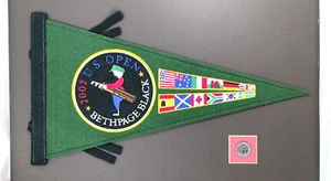 Vintage 2002 Bethpage Black U.S Golf Open Pennant Matching Pin Framed Souvenir - Picture 1 of 18