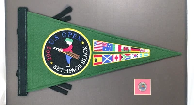Vintage 2002 Bethpage Black U.S Golf Open Pennant Matching Pin Framed Souvenir Foto 1 de 4