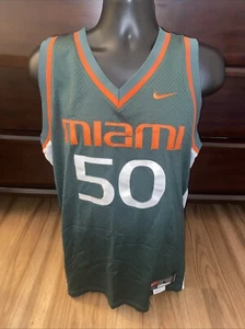 Nike Team Miami Hurricanes #50 Green Basketball Jersey Size Large Length +2 - Picture 1 of 6