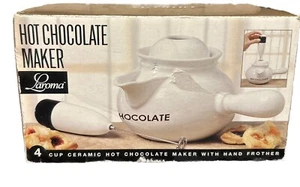Laroma 4-Cup White Ceramic Hot Chocolate Beverage Maker With Hand Frother NEW - Picture 1 of 2