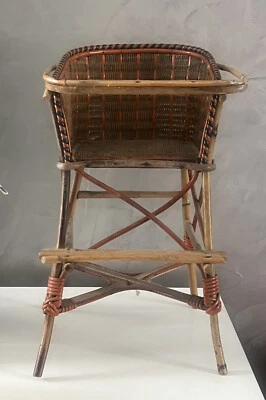 Ancienne Chaise Haute Pour Poupée, Jouet Ancien - Photo 1/4