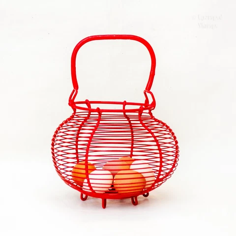 French Vintage 1950s/60s Wire Egg Basket Shabby Chic Cover