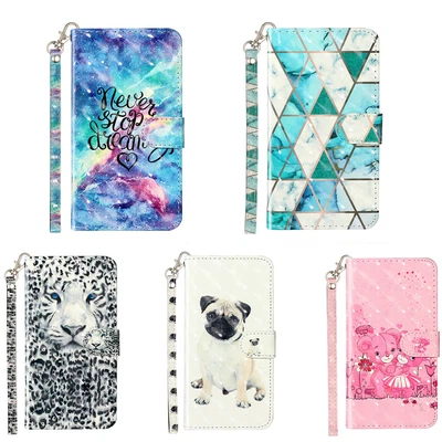 Phone Cover for Samsung S24 A54 A05S 3D Painted Pattern PU Leather Wallet Case - Image 1 of 4