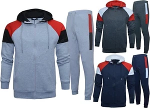 Juego de chándal de calce ajustado para hombre con cremallera sudadera con capucha para correr lana informal S - 2XL - Imagen 1 de 6
