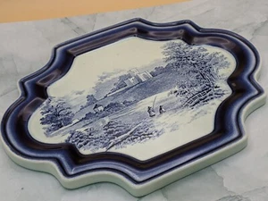 Boch Belgium Blue White Painted Pastoral Scene Wall Hanging Decorative Plaque - Picture 1 of 7