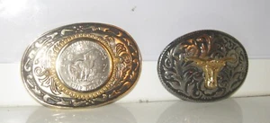 Eisenhower Apollo 11 Moon Dollar Münze Western und Longhorn Vintage Gürtelschnallen - Bild 1 von 4