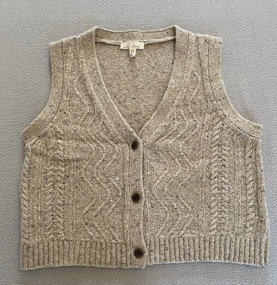 SEASALT VEST PENDOUER SZ 14 CARDIGAN CROP FIT WOOL BLEND CABLE KNIT CORNWALL - Image 1 of 4