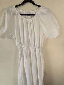 Love Ady White Sundress Cut-out Back  Coastal Nautical Balletcore Elastic Waist - Picture 1 of 5